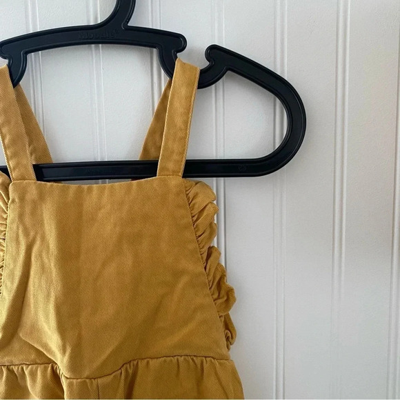 Zara Ruffle Mustard One Piece Overall Cross Back Strap Romper 3-4Y NWT - Picture 2 of 7